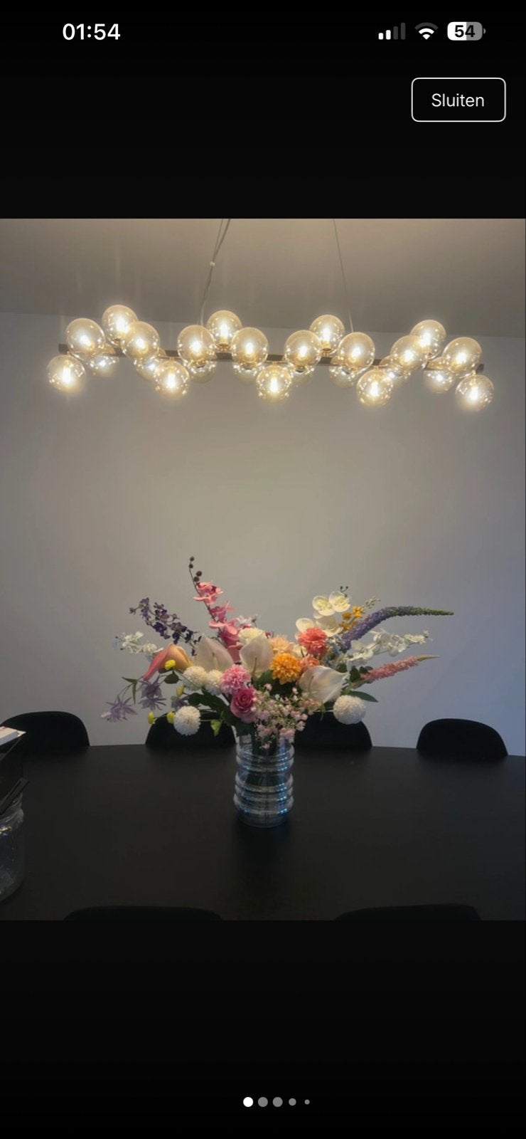 Mica iriserende vaas met zijden boeket - 30x18 cm, Ophalen, Overige materialen, Meerkleurig, Inclusief decoratie