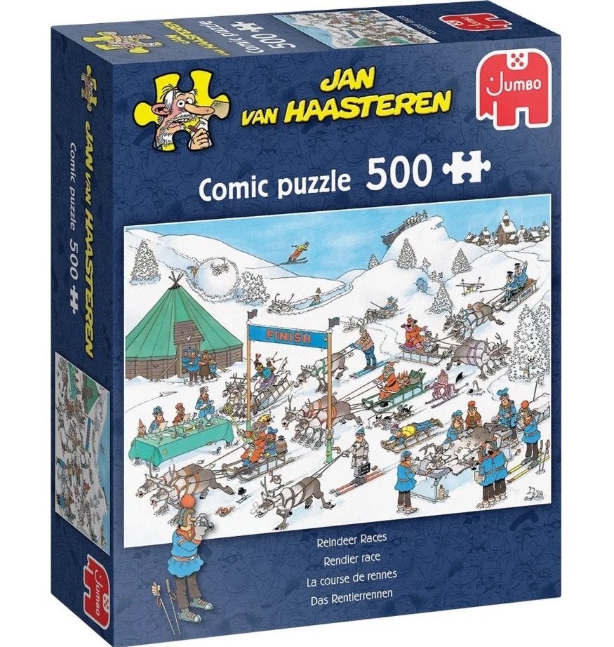 ZGAN puzzel 500 Haasteren Rendier Race 100% compleet!, Ophalen of Verzenden, 500 t/m 1500 stukjes, Zo goed als nieuw, Legpuzzel