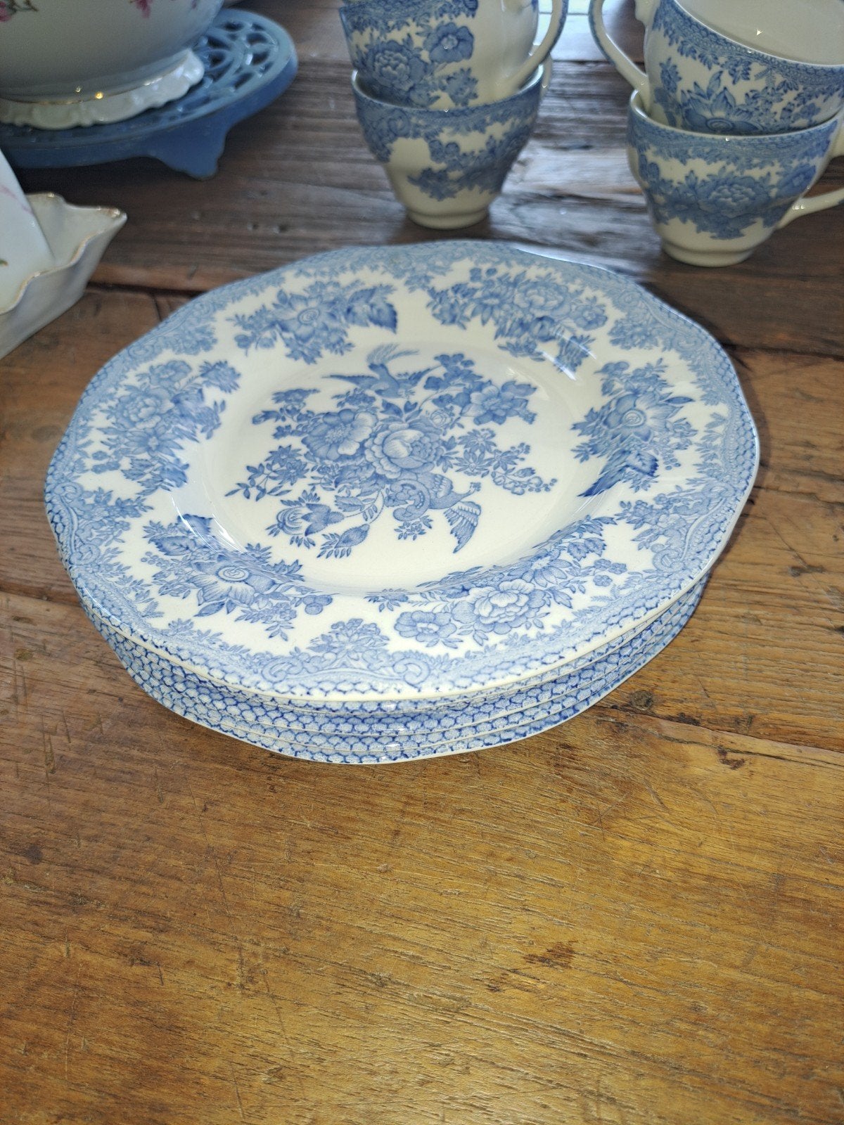 6 Engelse Unicorn gebakschotels, 20 cm, blauw-wit, Ophalen of Verzenden