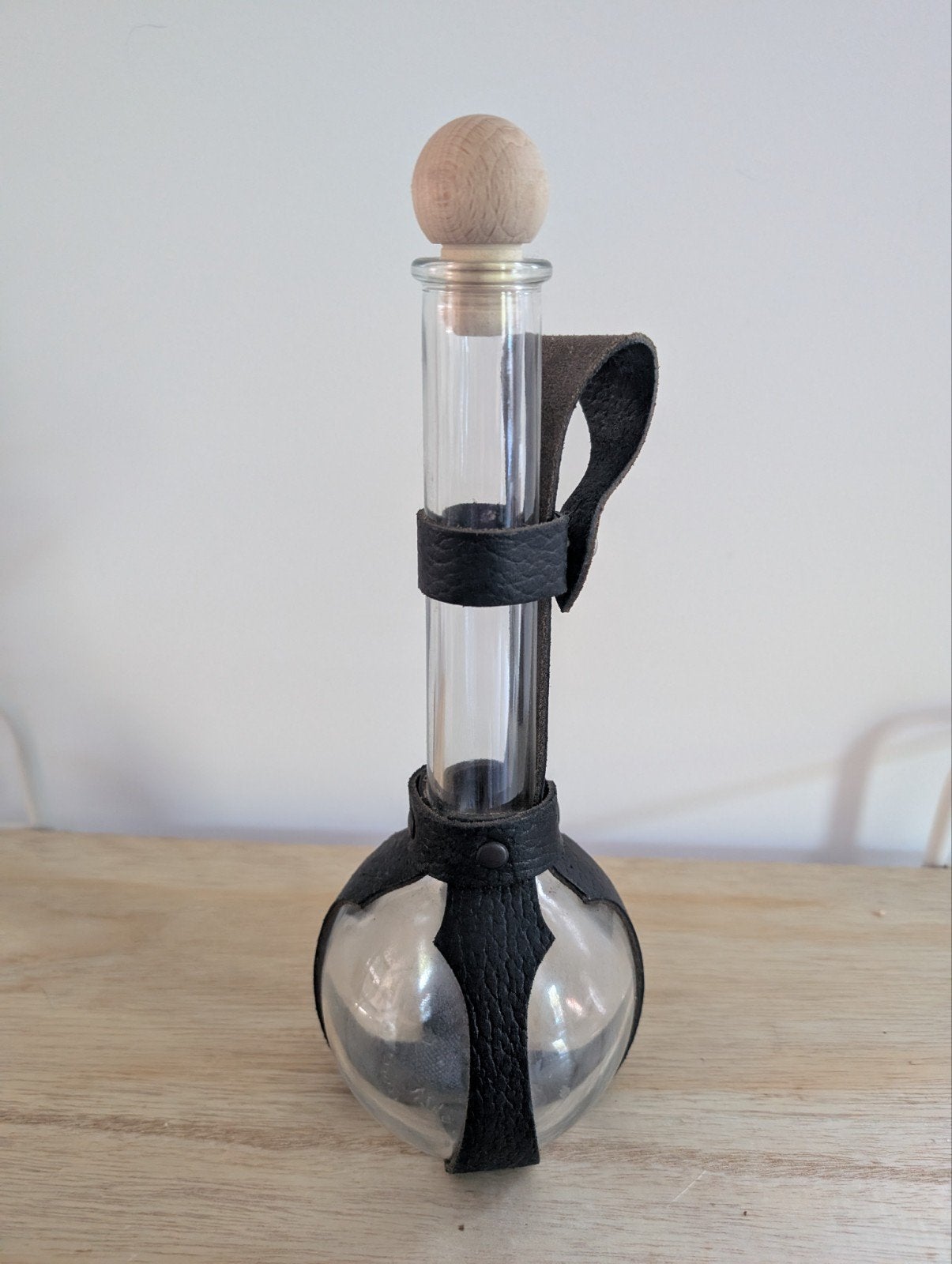 Glazen Fles in Leren Houder, Ophalen of Verzenden, Gebruikt, Accessoires