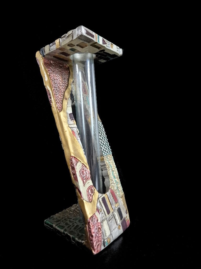 Prachtig Gustav Klimt inspired vaasje Ed van Rosmalen design, Overige materialen, Gebruikt, Handgemaakt, Meerkleurig