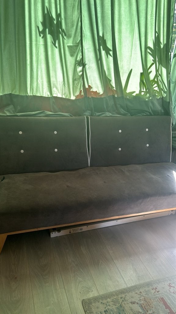 Slaapbank (grijs), Ophalen, Gebruikt, Tweepersoons, 200 cm