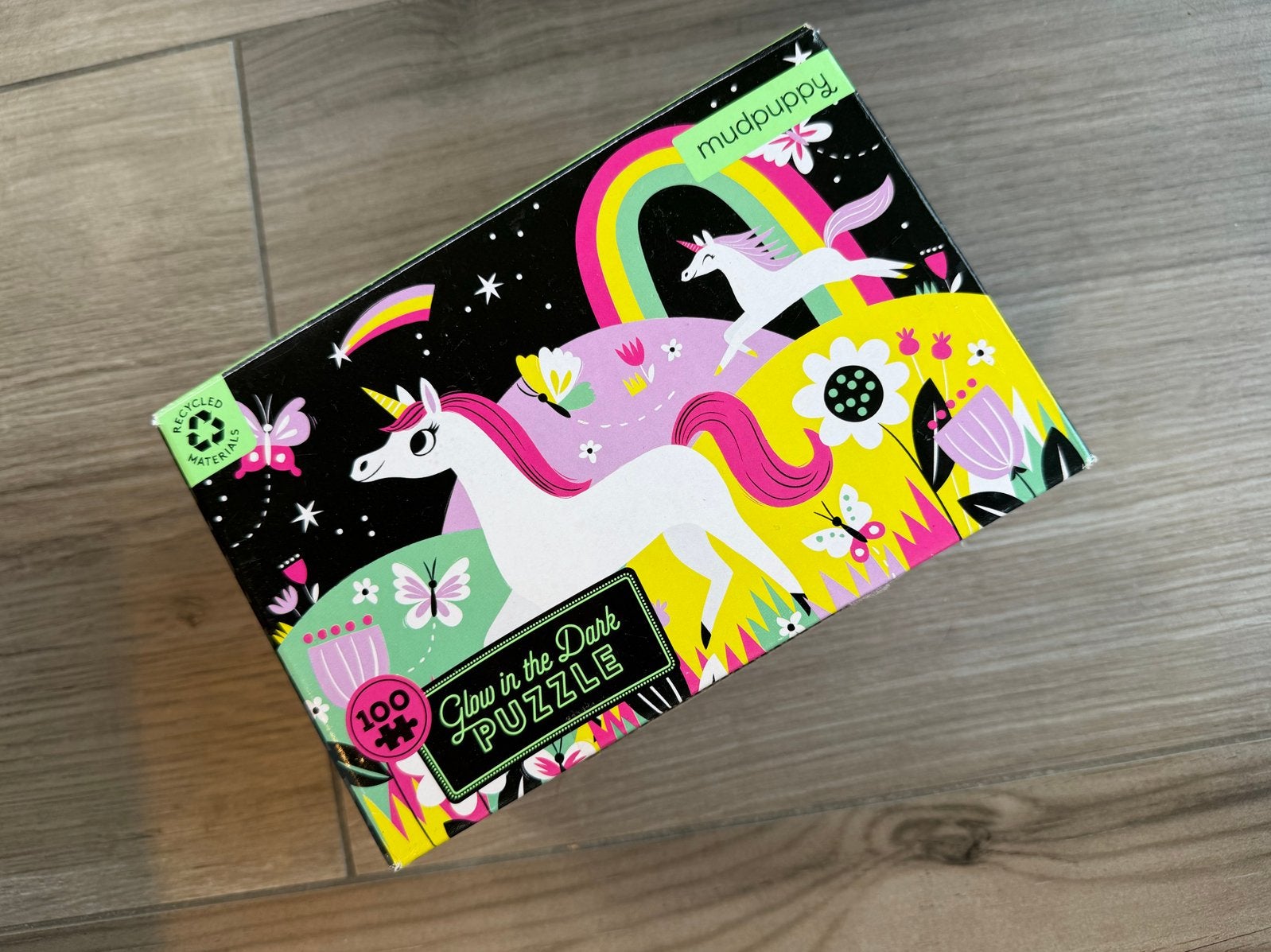 Mudpuppy Glow in the Dark Eenhoorn Puzzel (100 stukjes), Ophalen of Verzenden, Meer dan 50 stukjes, Zo goed als nieuw, 6 jaar of ouder