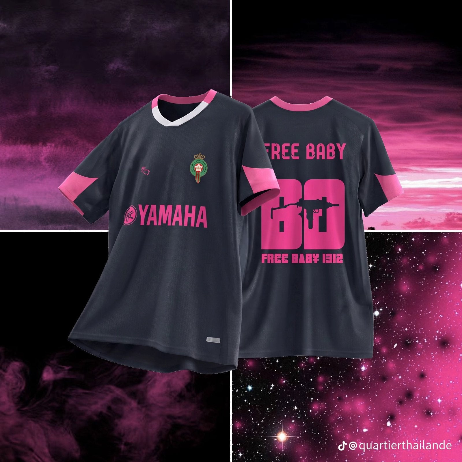 Uniek Marokko Yamaha Voetbalshirt - Zwart/Roze, Kleding | Heren, Ophalen of Verzenden, Nieuw, Maat 48/50 (M), Zwart