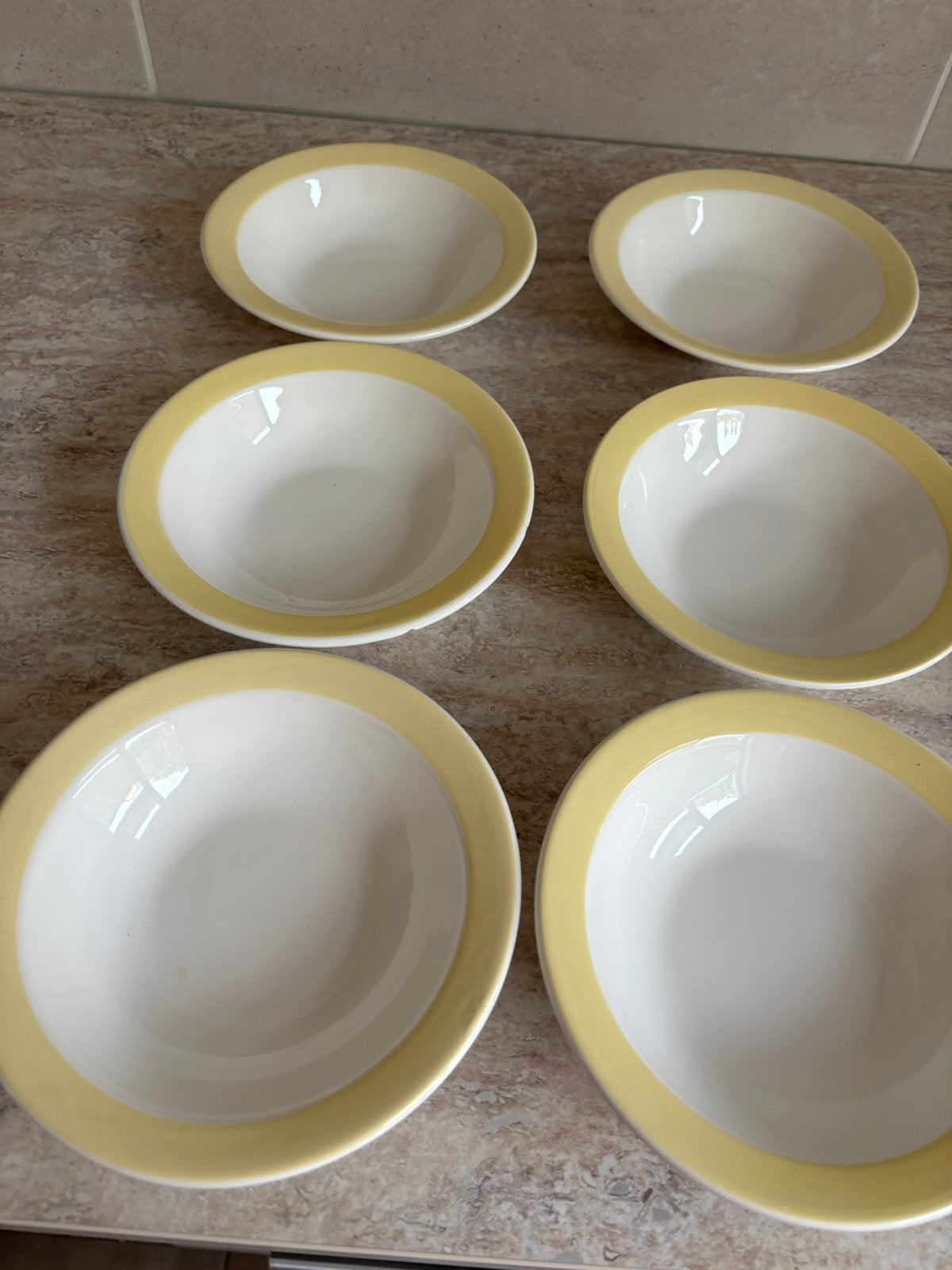 6 gele dessertbordjes, Ophalen, Zo goed als nieuw, Overige stijlen, Overige typen