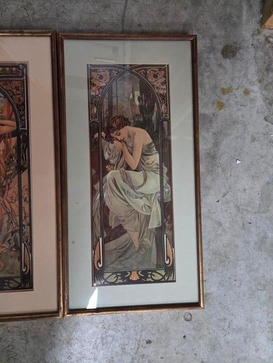 Set van 2 Art Nouveau prints - Alphonse Mucha stijl, Ophalen of Verzenden
