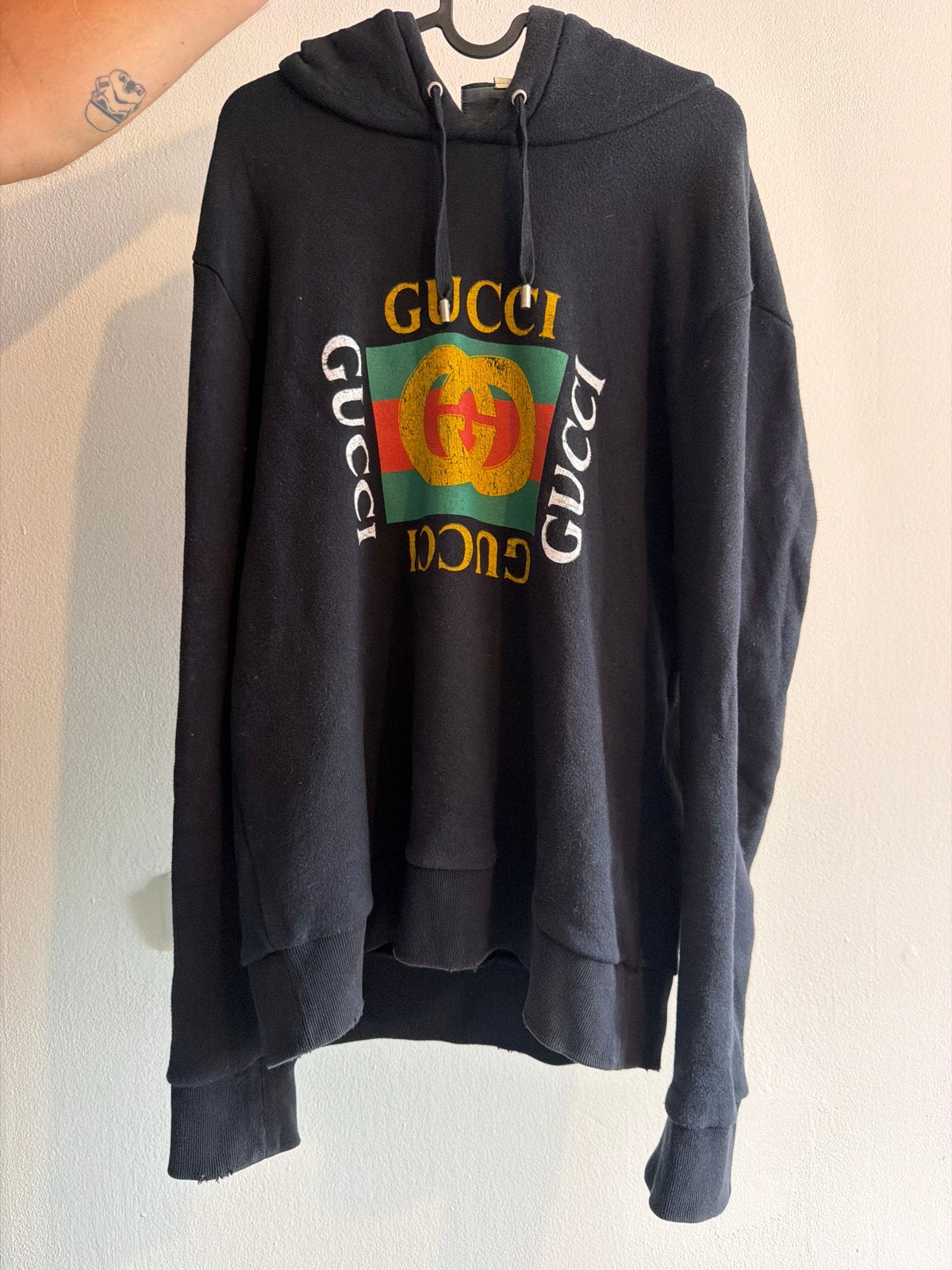 Gucci hoodie met logo, Ophalen of Verzenden, Gedragen, Zwart