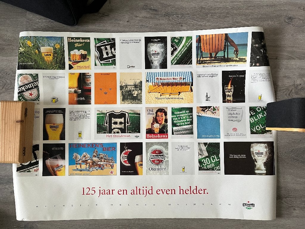 Heineken 125 jaar poster, Verzamelen, Posters, Rechthoekig Liggend, Ophalen of Verzenden, Zo goed als nieuw, A1 t/m A3