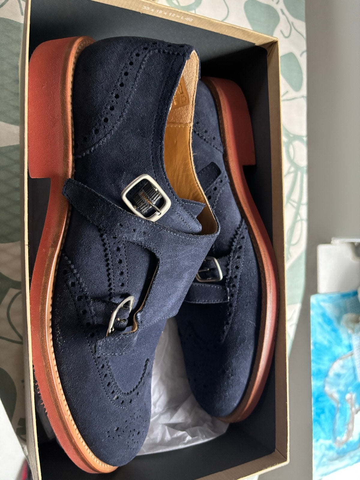The Society Shop Double Monk Suede Schoenen Maat 43, Blauw, Nieuw, Ophalen of Verzenden, Gespschoenen