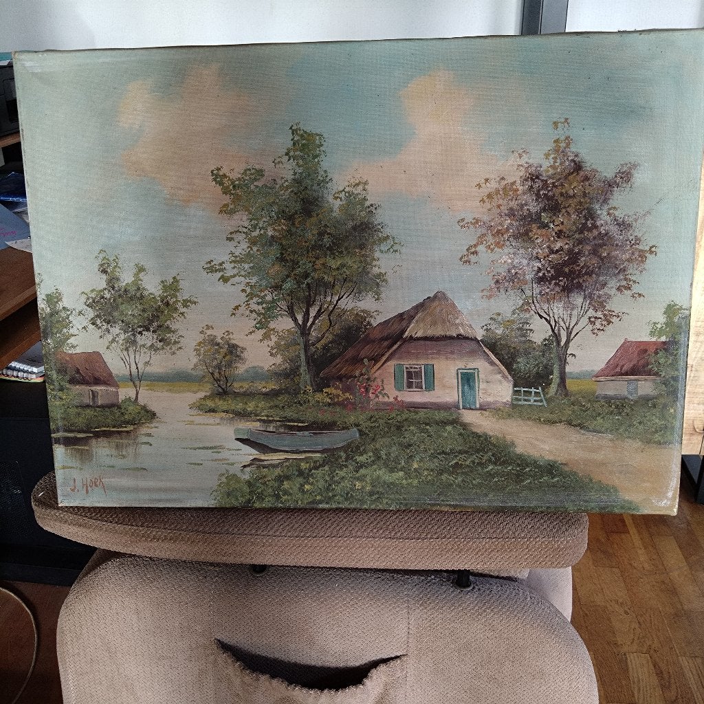 schilderij zonder lijst 70x50, Ophalen, Origineel werk, Doek, Landschap