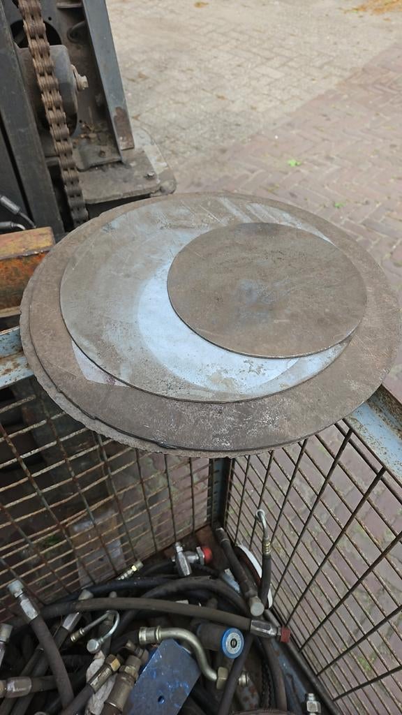 Paar ronde stalen schijven, Ophalen of Verzenden