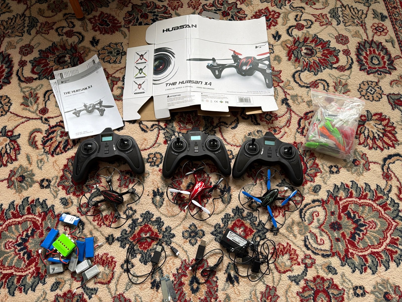 3x Hubsan X4 Drones met Camera, Extra Accu's en Propellers, Audio, Tv en Foto, Ophalen, Gebruikt, Basiskwaliteit, Extra accu('s)