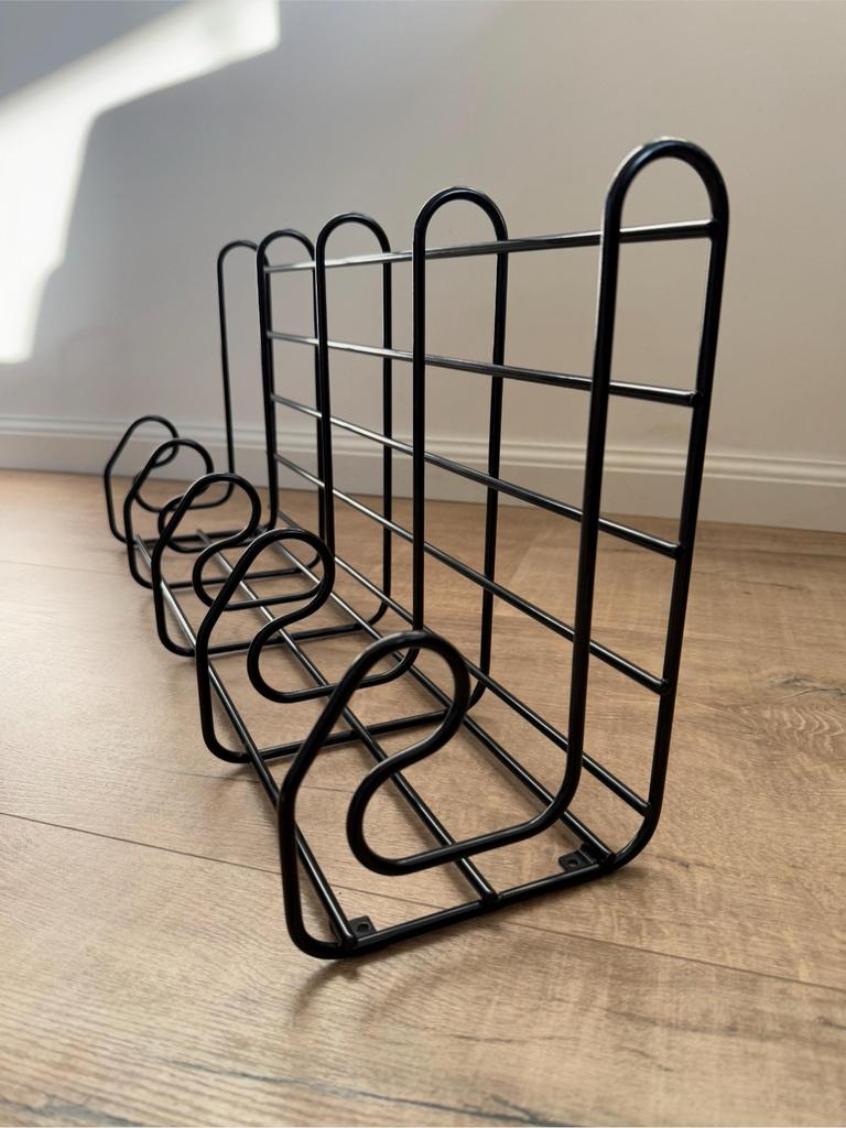 Vintage Ikea Fran jaren 80 kapstok / rek zwart metaal design, Wandkapstok, Gebruikt, Minder dan 100 cm, Metaal