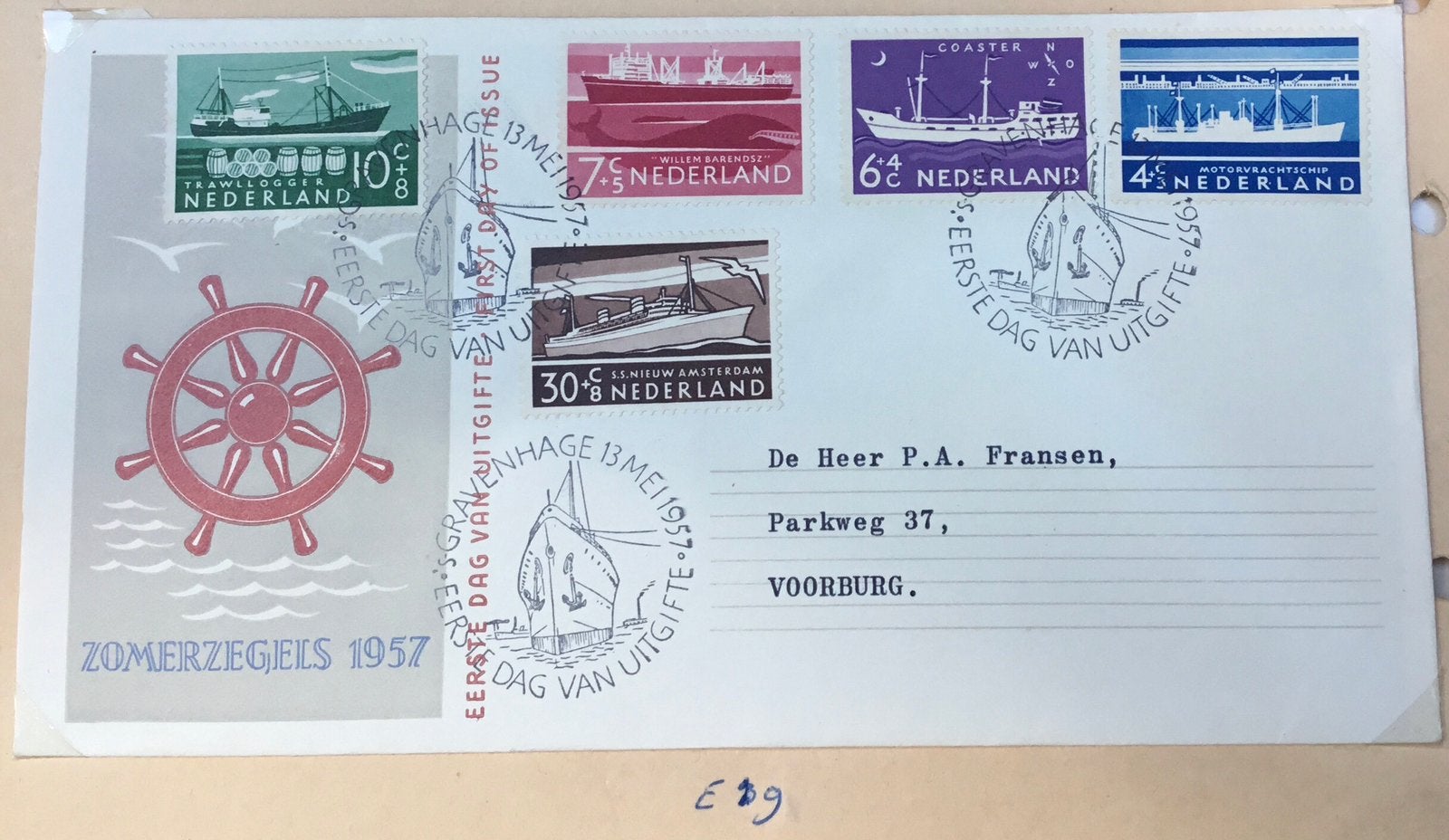 Eerste dag envelop kavel E9, Ophalen of Verzenden, Beschreven, Nederland