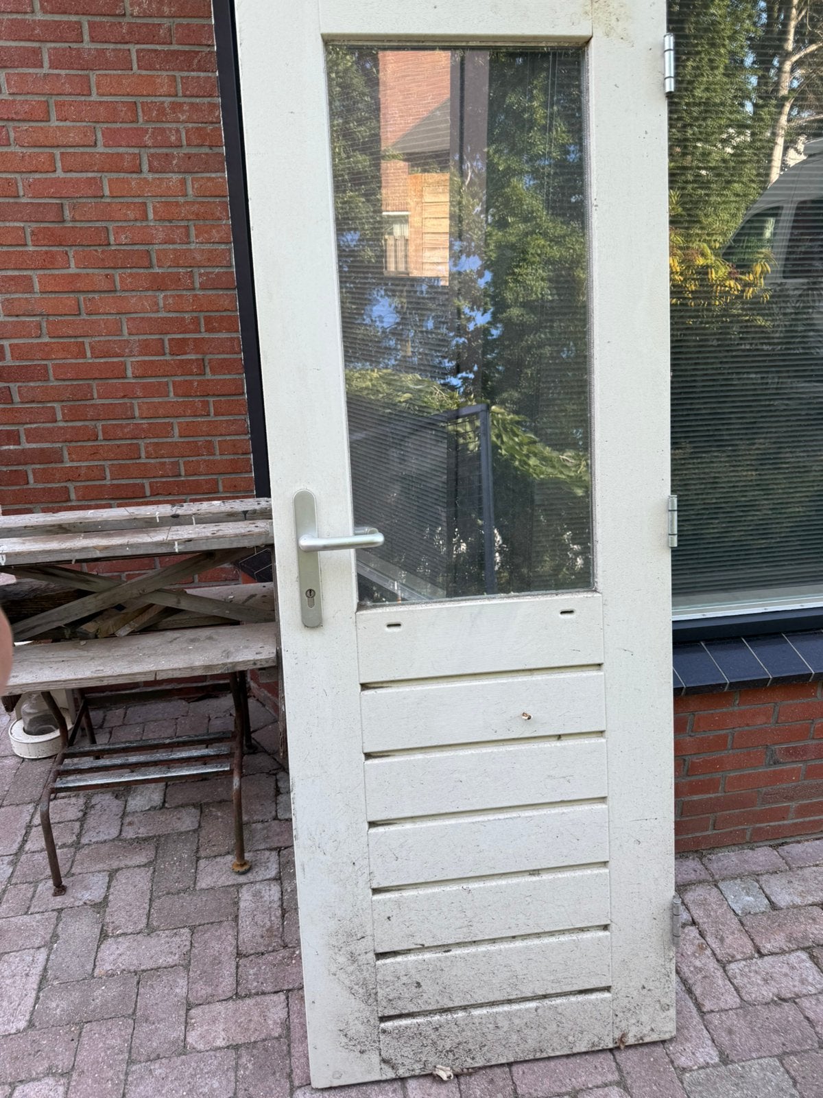 Hardhouten deur 73x201,5, Doe-het-zelf en Verbouw, Deuren en Horren, Ophalen, Zo goed als nieuw, Buitendeur, 200 tot 215 cm