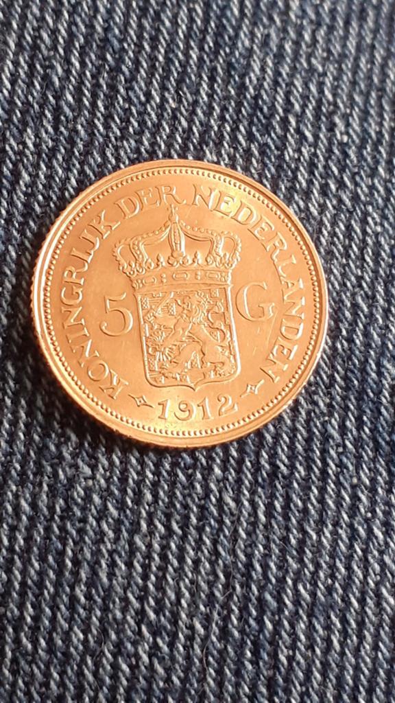 Gouden 5 Gulden Wilhelmina 1912, Ophalen, 5 gulden, Goud, Koningin Wilhelmina