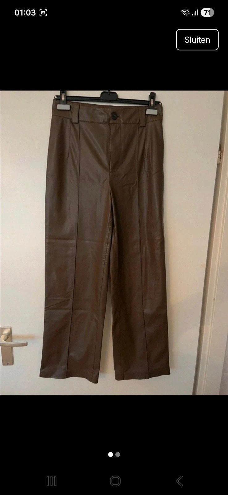 Zara Bruine Faux Leren Broek Maat S, Bruin, Zara, Ophalen of Verzenden, Zo goed als nieuw