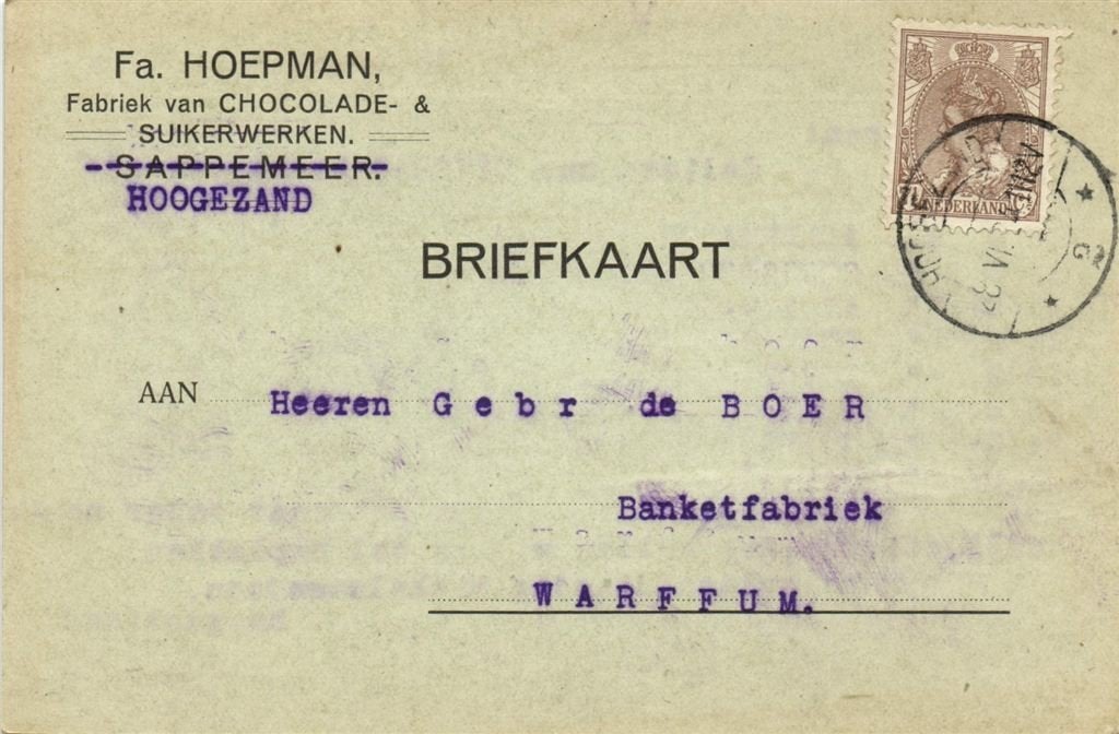 Fa. Hoepman, Sappemeer Hoogezand- 06.1924 - briefkaart, Ophalen of Verzenden, Briefkaart