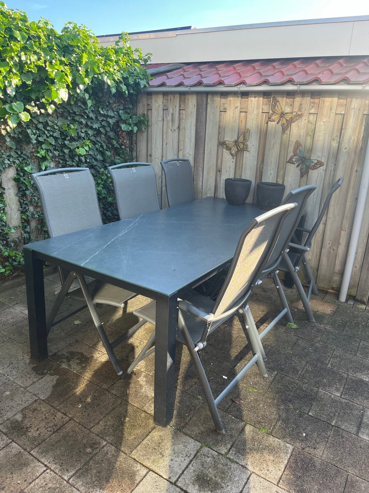 Tuintafel met 6 stoelen - Bois Le Duc, Ophalen, Gebruikt, Eettafel, 6 zitplaatsen
