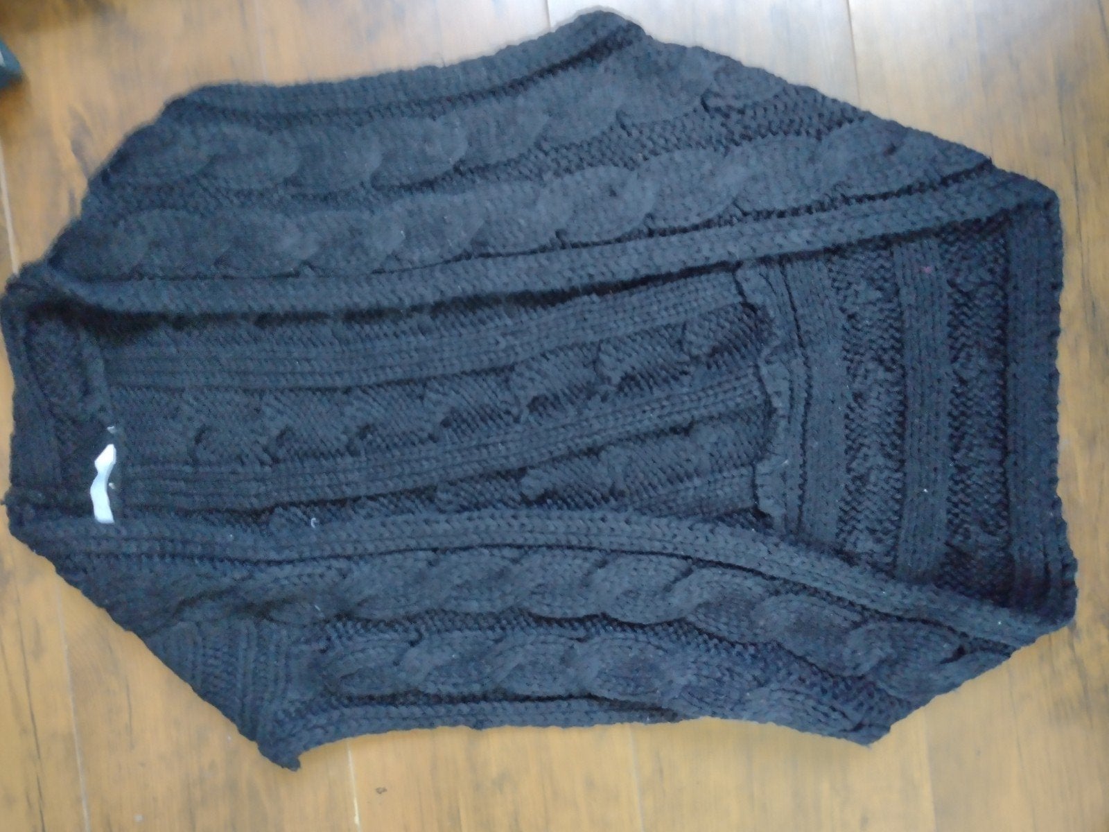 Zwarte gebreide poncho/cape van Henkz, maat L/XL, Zwart, Ophalen of Verzenden, Gedragen, Maat 42/44 (L)