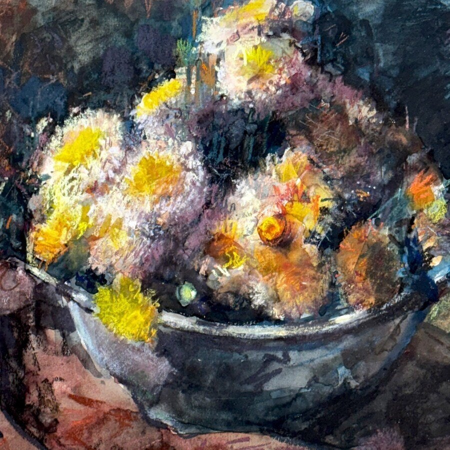 Hollandse School: chrysanten in een kom, Ophalen of Verzenden