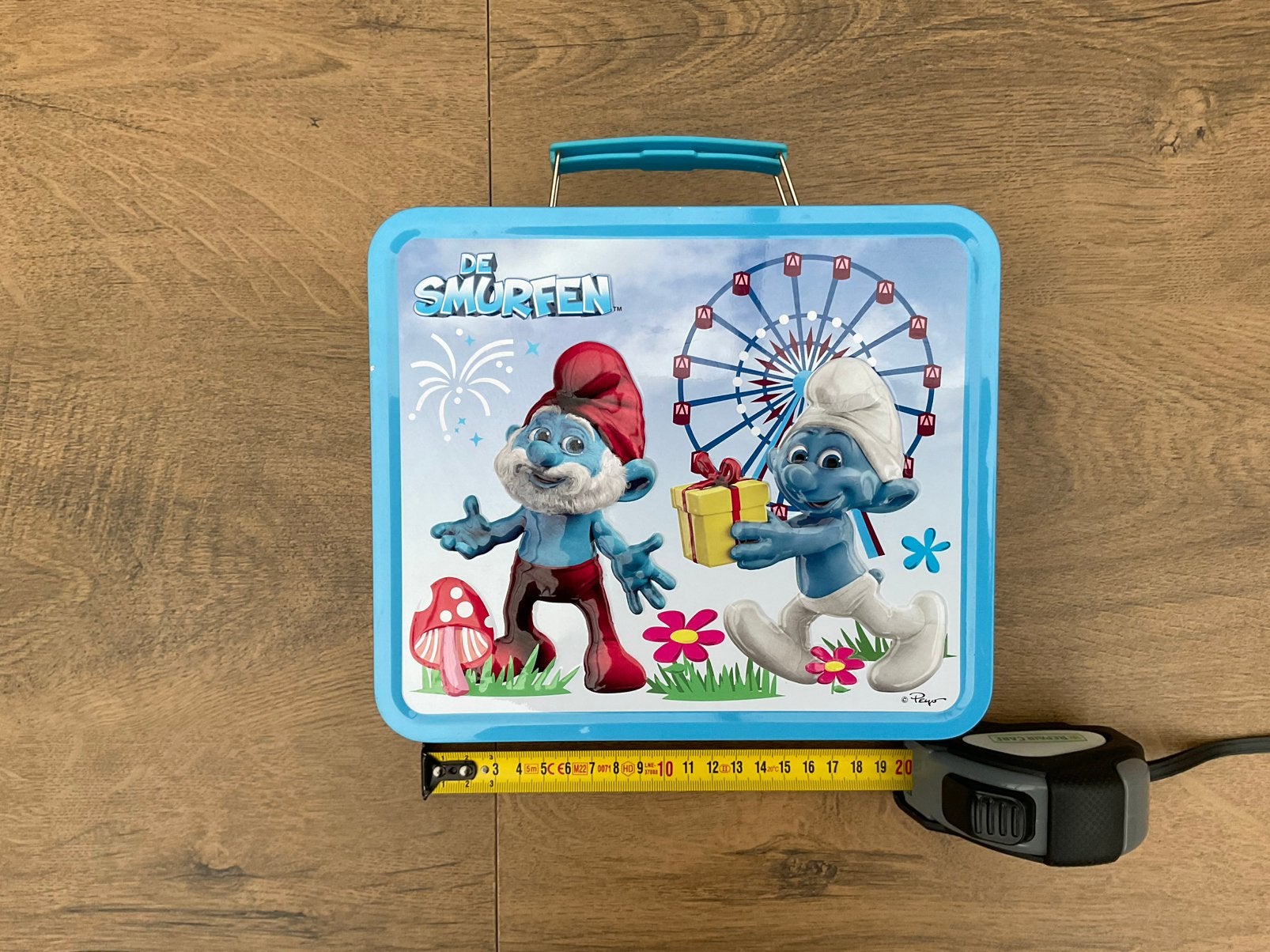 Zgan, niet kapot, en werkend Smurfen 3D blikken koffertje, Ophalen, Zo goed als nieuw, Verschillende Smurfen