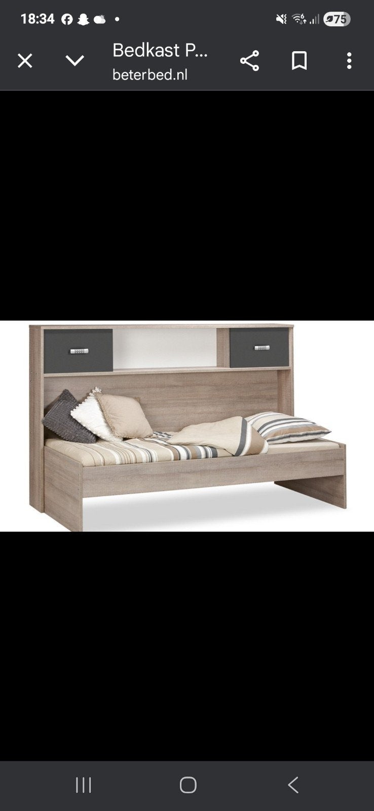 Bed met kastombouw, Ophalen, Eenpersoons, Zo goed als nieuw, 200 cm