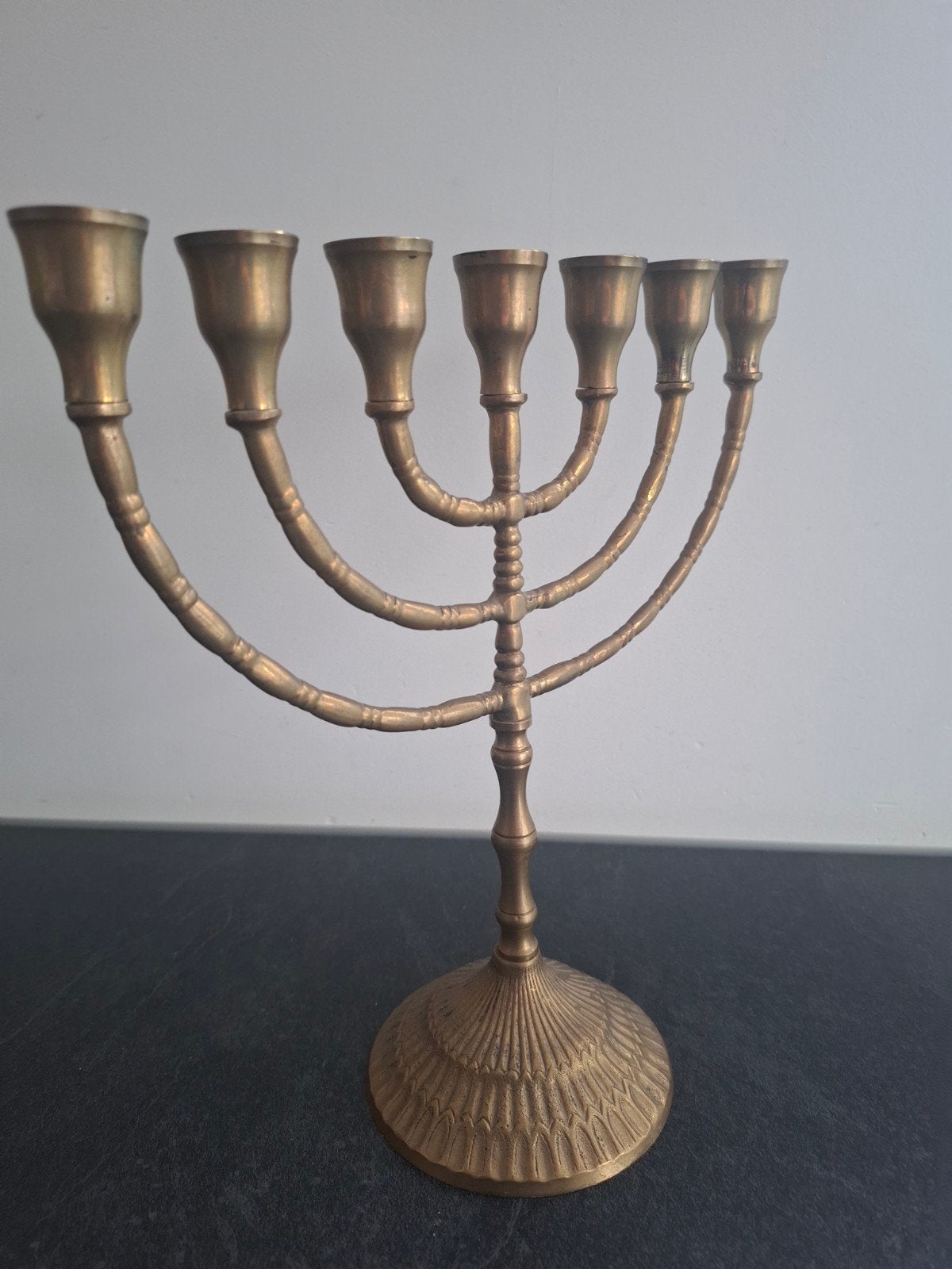 Mooie hoge messing menora - 27.5 cm hoog, Antiek en Kunst, Ophalen of Verzenden, Koper of Brons