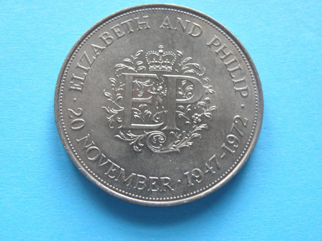 Engeland 25 P 1972 huwelijk Elisabeth 25 jaar Queen, Verzenden, Overige landen, Losse munt