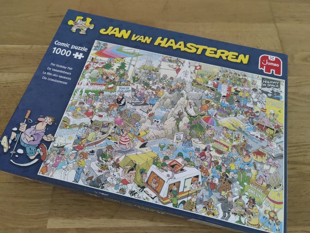 Puzzel Jan van Haasteren, "De Vakantiebeurs"., Ophalen of Verzenden, 500 t/m 1500 stukjes, Zo goed als nieuw, Legpuzzel