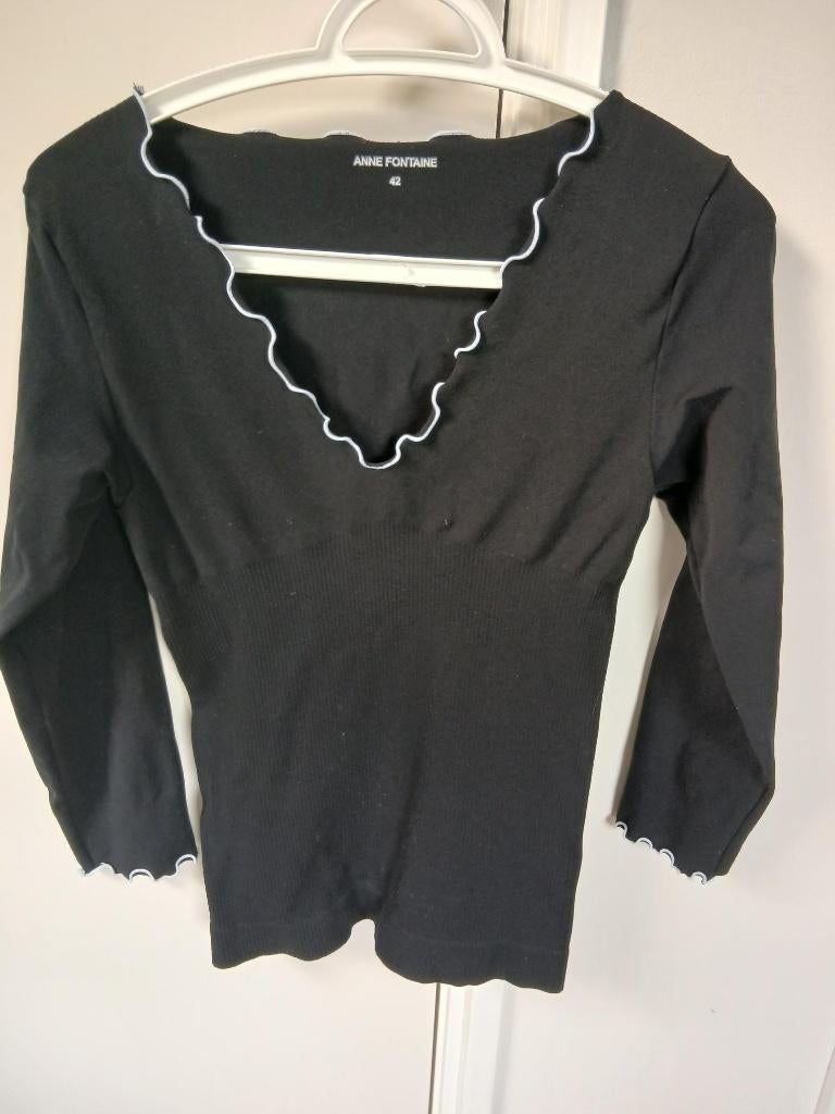 Top Anne Fontaine mt 36/38, Zwart, Ophalen of Verzenden, Lange mouw, Maat 36 (S)