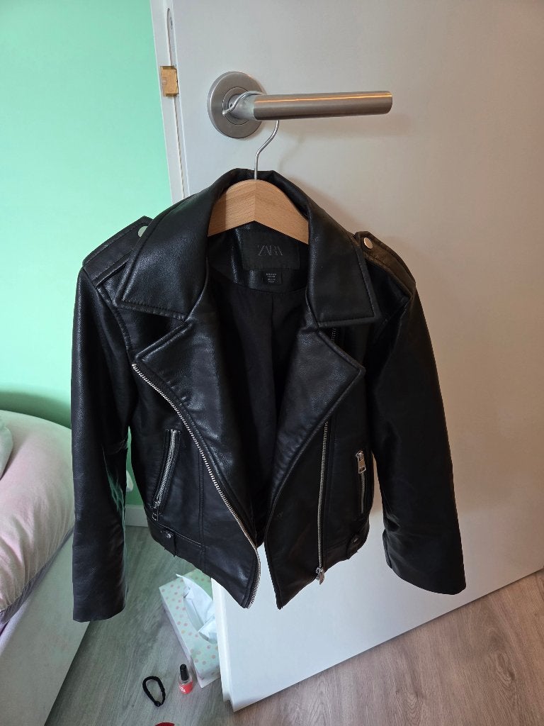 Zara Leren jack maat 131, Ophalen, Jongen of Meisje, Zo goed als nieuw, Zara