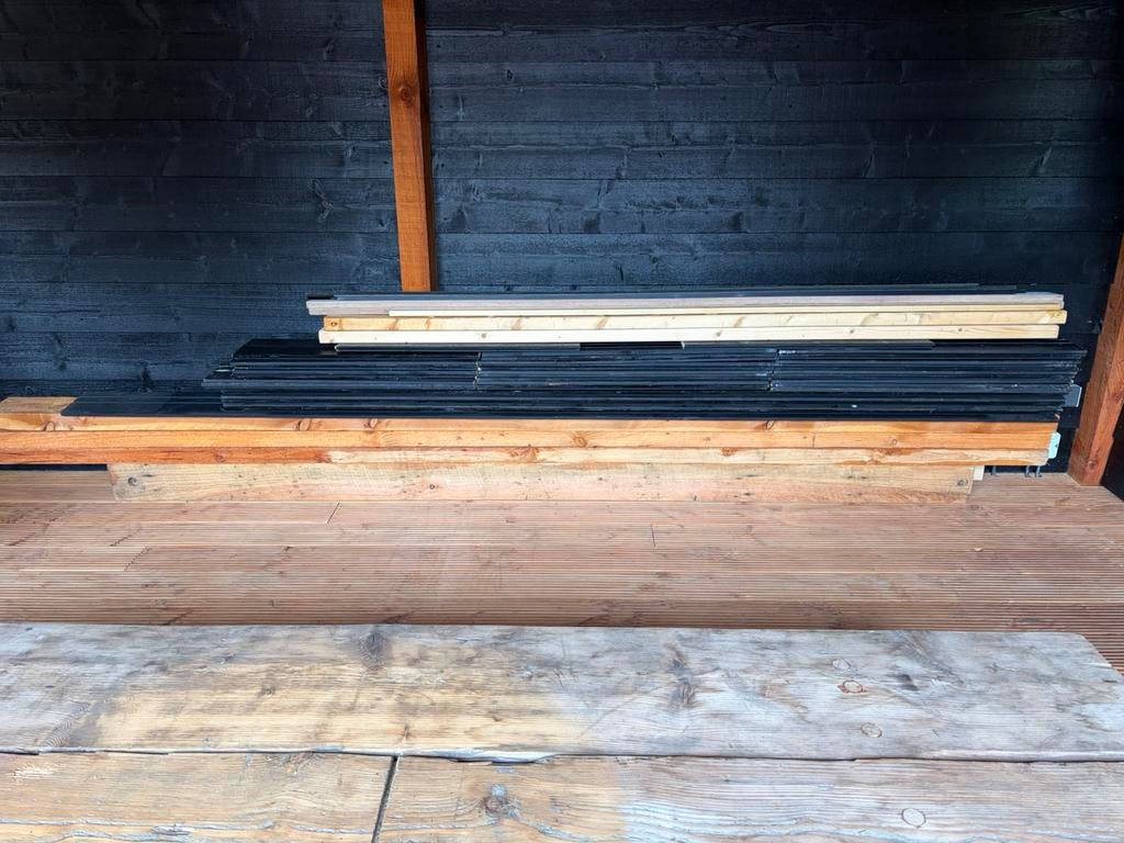 Partijtje Douglas hout en potdeksel planken zwart, Tuin en Terras, Ophalen, Gebruikt, 250 cm of meer, Planken