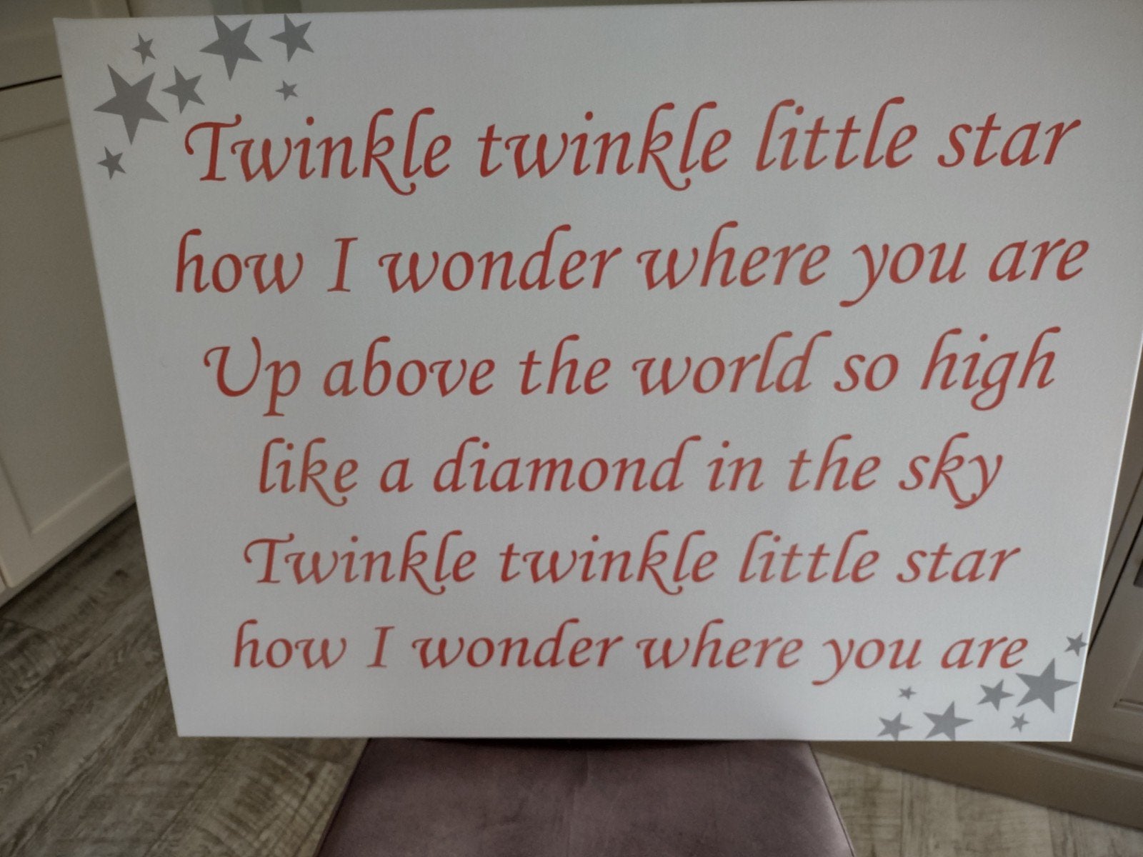 Wandbord 'Twinkle Twinkle Little Star' 80x60 cm, Gebruikt, Ophalen of Verzenden, Wandbord of Wandpaneel, Wit