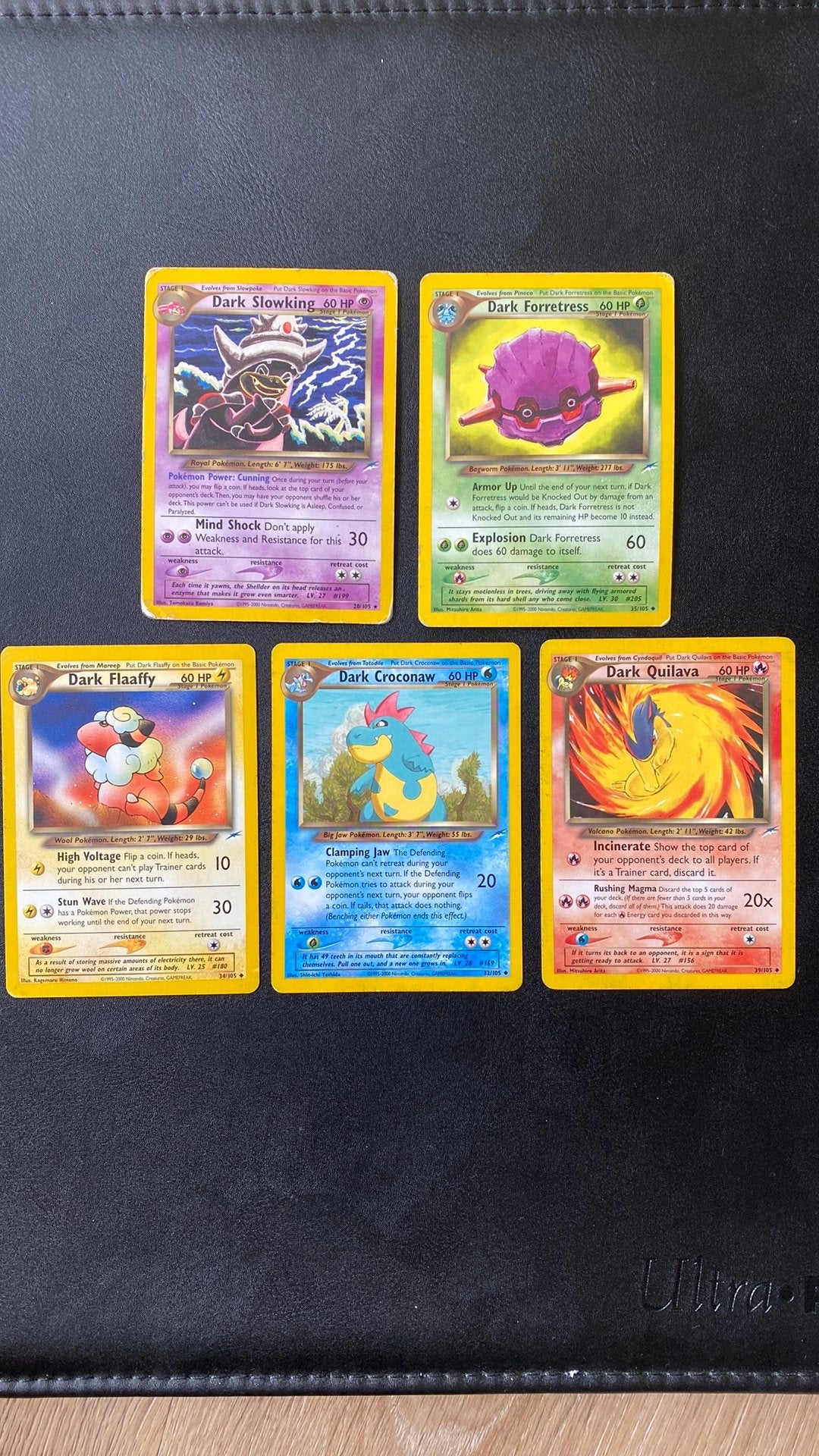 Pokemon dark neo destiny slowking quilava croconaw flaaffy, Ophalen, Gebruikt, Meerdere kaarten