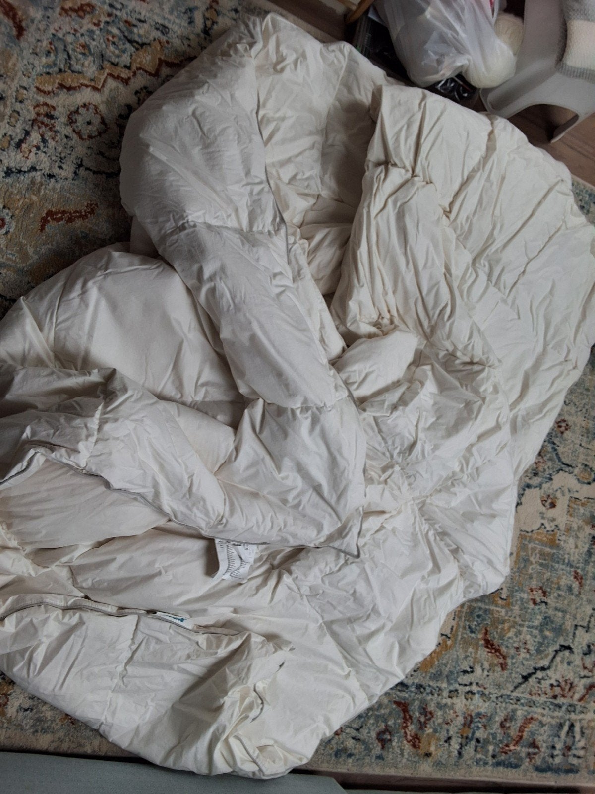 2 donzen / veren dekbedden 220 x 240 cm, Ophalen, Gebruikt, Wit, Tweepersoons