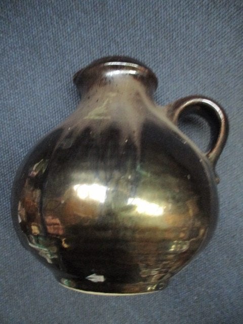 Lustervaasje/kan aardewerk, w.germany hoog 14 cm, Ophalen of Verzenden