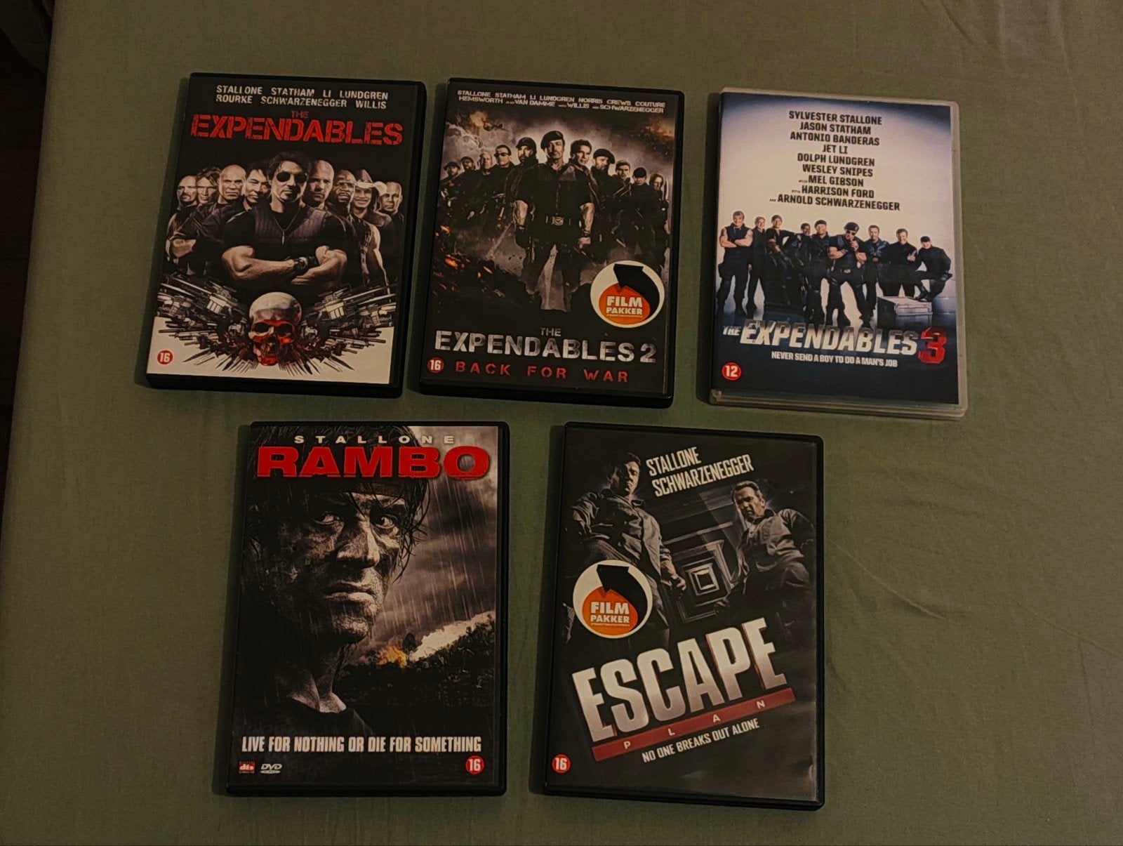 Actie DVD collectie: The Expendables, Rambo, Escape Plan, Cd's en Dvd's, Vanaf 16 jaar, Nederlands, Actie, Ophalen of Verzenden