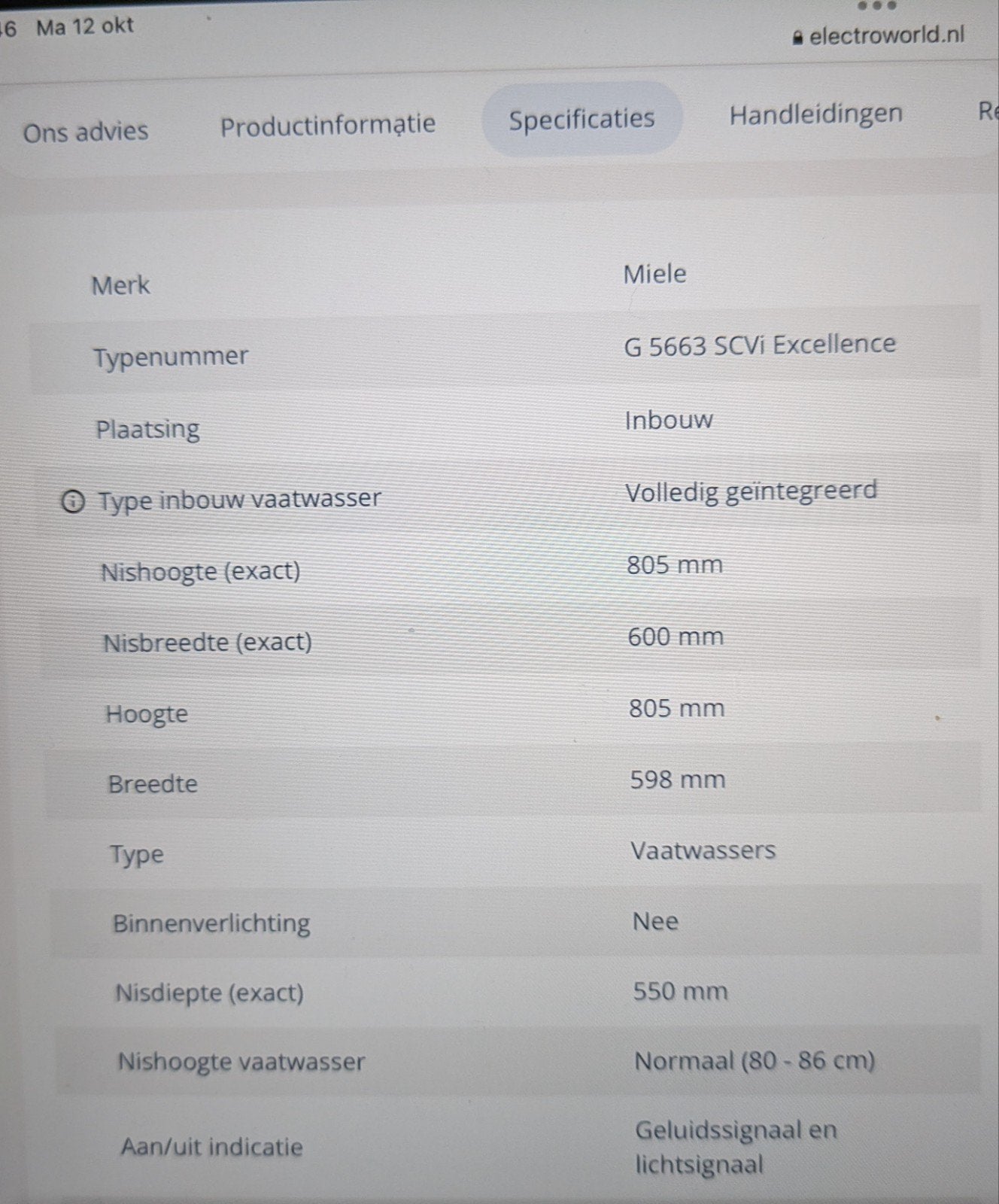 Miele G 5663 SCVi Excellence. Geïntegreerde Vaatwasse, Ophalen, Gebruikt, Inbouw, 45 tot 60 cm