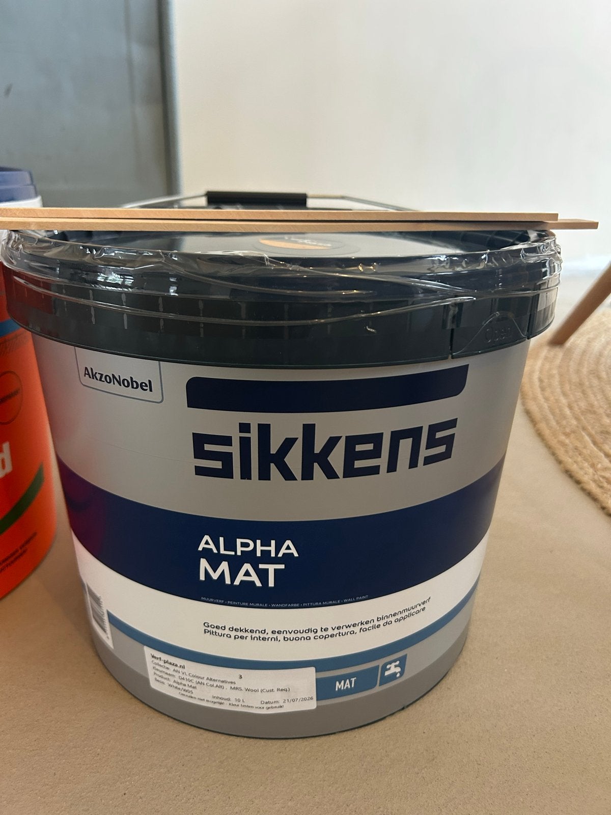 Sikkens muurverf LAB Mrs. Wool 10L + Alabastine voorstrijk, Ophalen, Wit, Nieuw, Verf