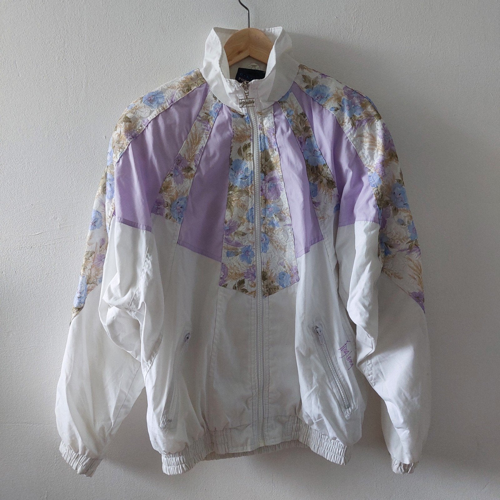 Vintage 80s Fong Leng oversized sportswear jacket M, Kleding | Dames, Maat 38/40 (M), Wit, Ophalen of Verzenden, Gedragen