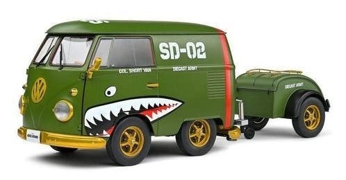 VW T1 Kool Kombi + aanhanger '50, groen - 1:18 - Solido, Solido, Solido, Rue de L' Ecusson 2, 56120 Josselin France, Nieuw
