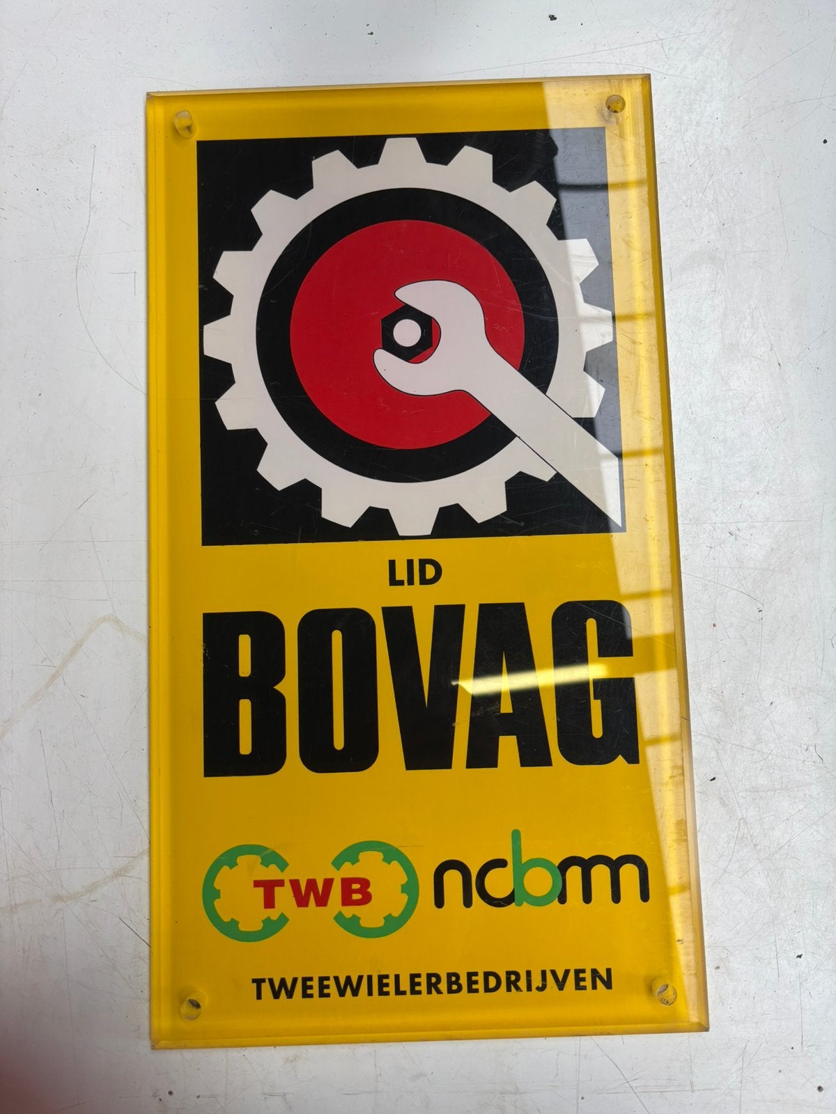 Kunststof Bovag tweewieler bord, Ophalen of Verzenden, Zo goed als nieuw, Reclamebord
