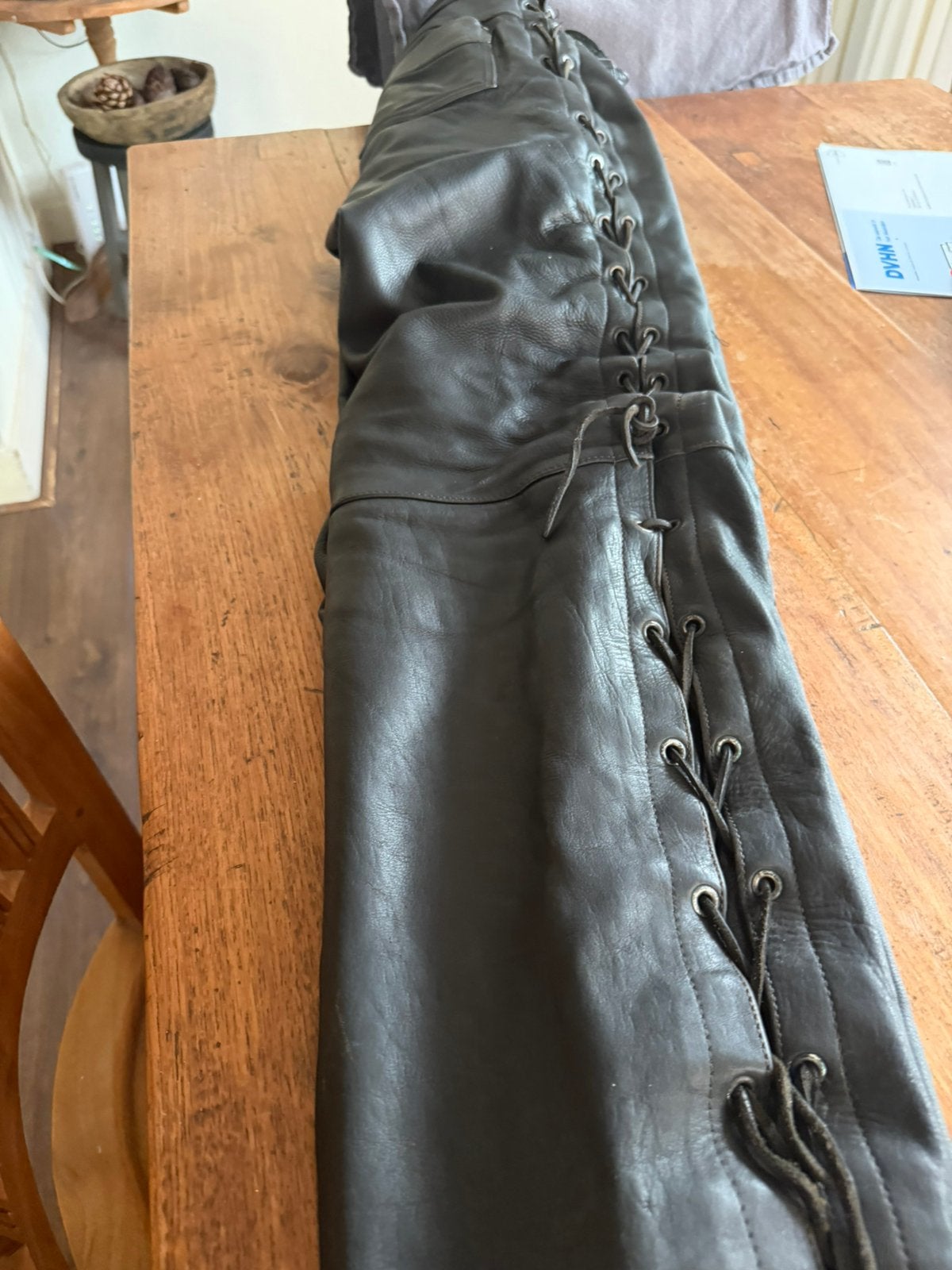 Leren veterbroek van mqp, Motoren, Ophalen of Verzenden, Tweedehands, Dames, Broek | leer
