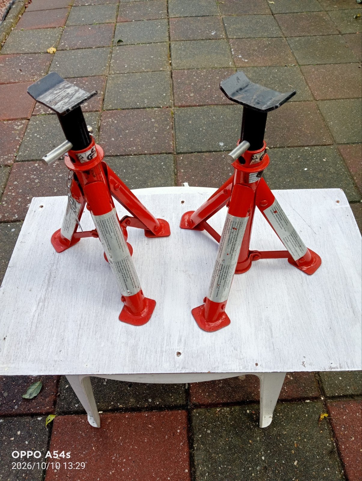Set van 2 kriksteunen / assteunen - 2000 kg, Ophalen of Verzenden, Gebruikt, Manueel, Schaarkrik