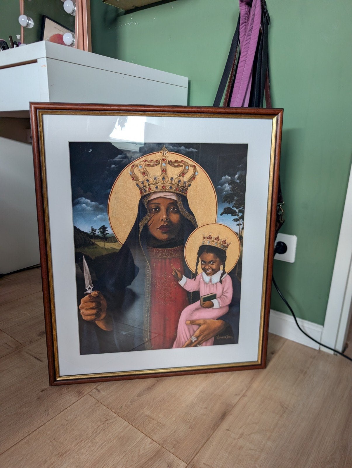 Portret Erzulie Dantor - Beschermvrouwe, Portret of Personen, Realistisch, Achter glas, Ophalen of Verzenden