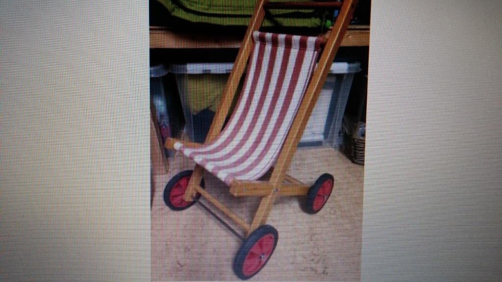 poppenwagen poppenbuggy hout, Ophalen, Gebruikt, Duw- of Trekspeelgoed