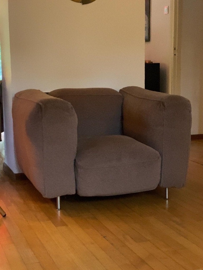 Gelderland Orsetto 2 design fauteuil, bruingrijs, incl certi, Huis en Inrichting, Fauteuils, Ophalen, Gebruikt, 75 tot 100 cm