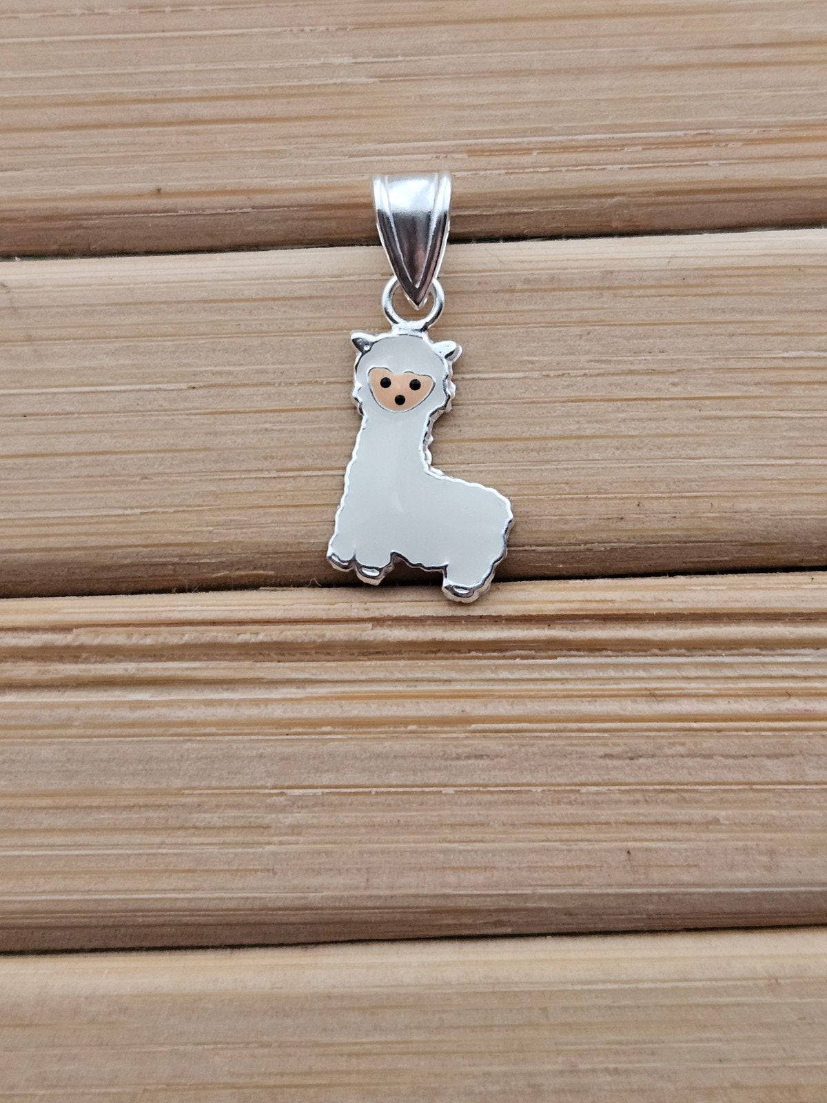 Sterling zilveren alpaca lama kettinghanger, Wit, Ophalen of Verzenden, Zo goed als nieuw, Dier