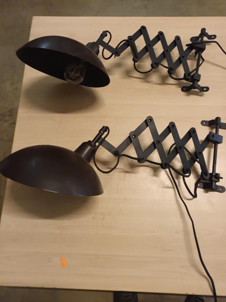 Set van 4 industriële schaar wandlampen, Huis en Inrichting, Lampen | Wandlampen, Ophalen, Gebruikt, Metaal, Industrieel, Vintage